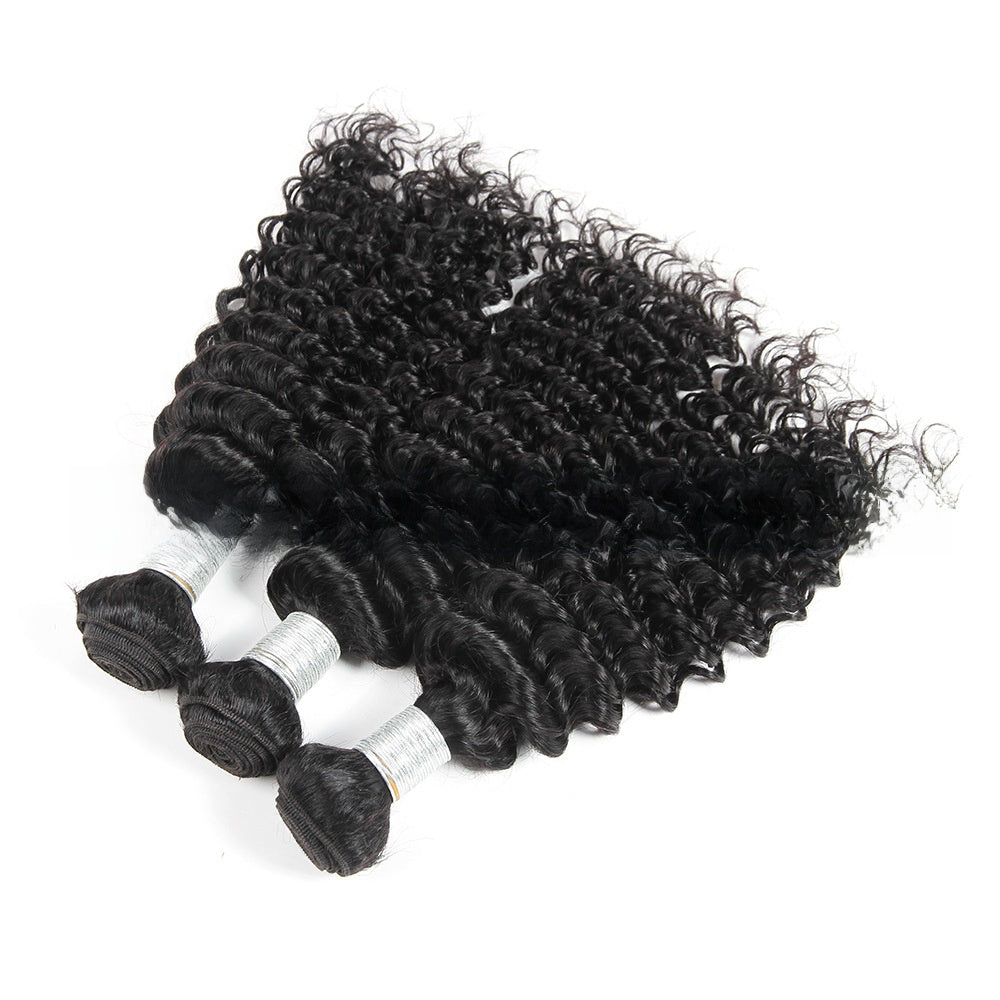 Deep Wave Human Hair Bundles, Natural 1B
