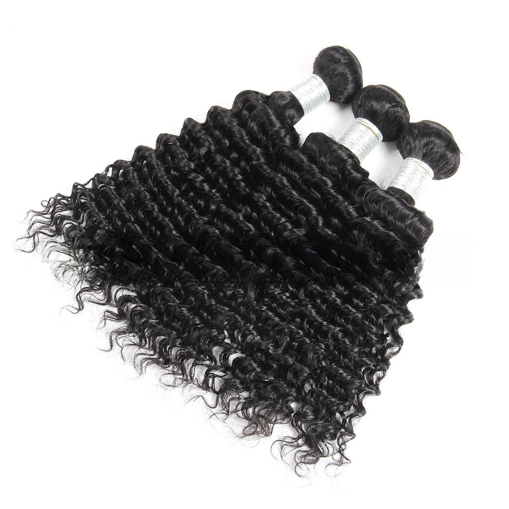 Deep Wave Human Hair Bundles, Natural 1B