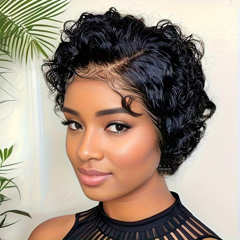 Deep Wave Human Hair Short Pixie Wig, 6 Inch - Lace Avenue Hair 1