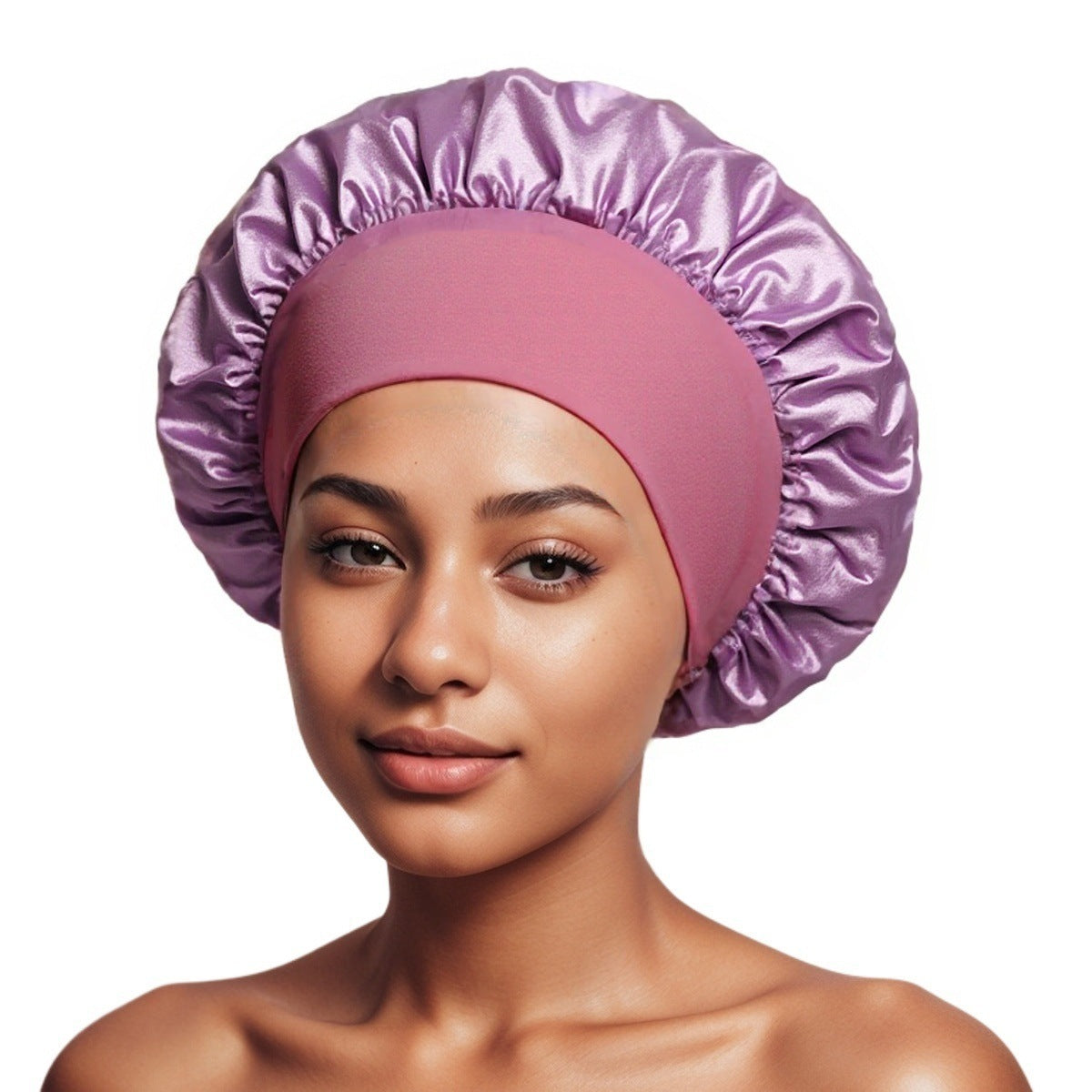 Satin Wide Brim Shower and Sleep Cap - Lace Avenue Hair 14