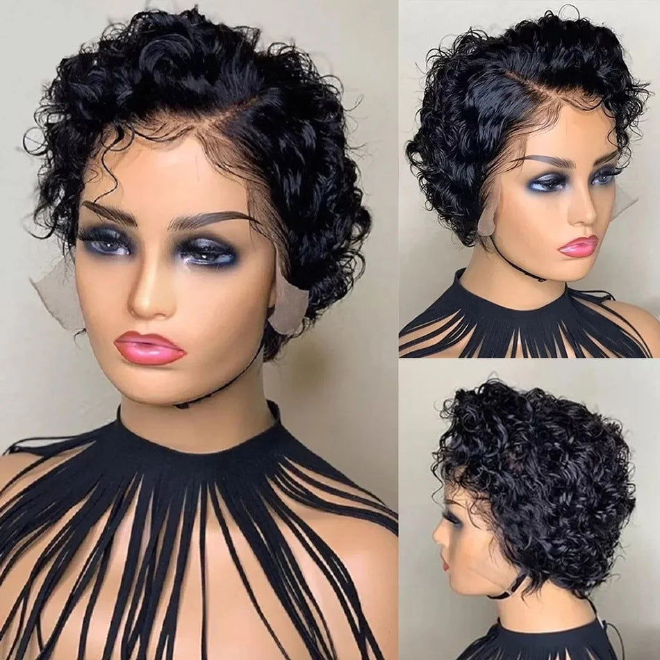 Deep Wave Human Hair Short Pixie Wig, 6 Inch - Lace Avenue Hair 6