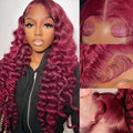 Loose Wave Lace Front Wig, 13x4 Lace, Burgundy - Lace Avenue Hair 1