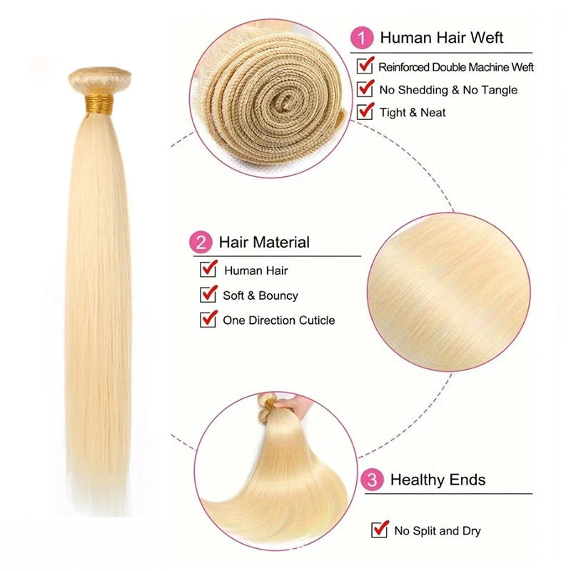 Straight Human Hair Bundles, 613 Light Gold - Lace Avenue Hair 15