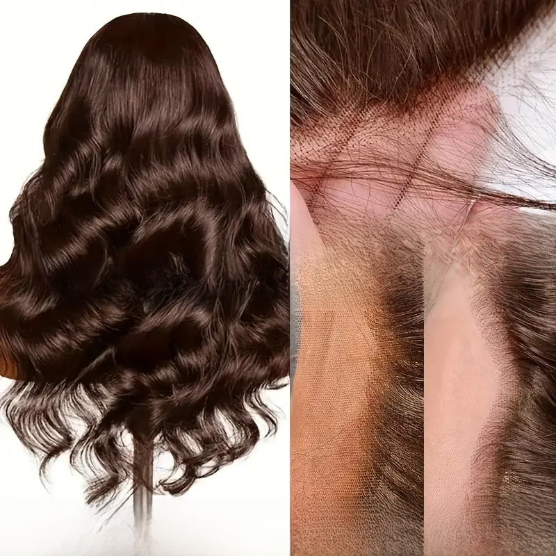 Body Wave Human Hair Lace Front Wig, #4 Brown, 20-38 Inch - Lace Avenue Hair 13