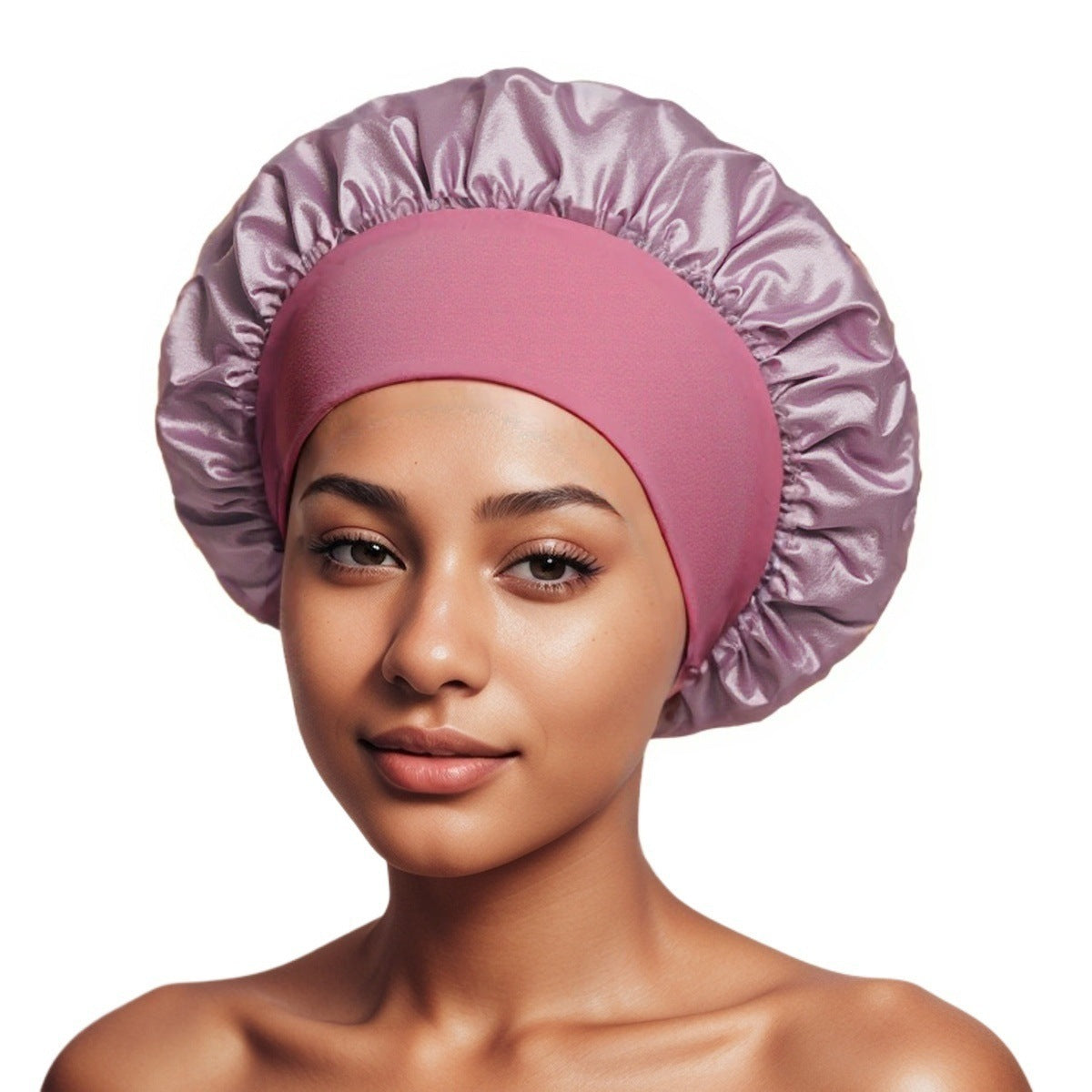 Satin Wide Brim Shower and Sleep Cap - Lace Avenue Hair 12