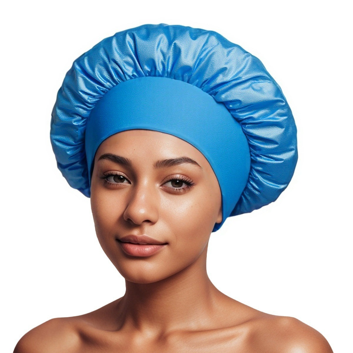 Satin Wide Brim Shower and Sleep Cap - Lace Avenue Hair 8
