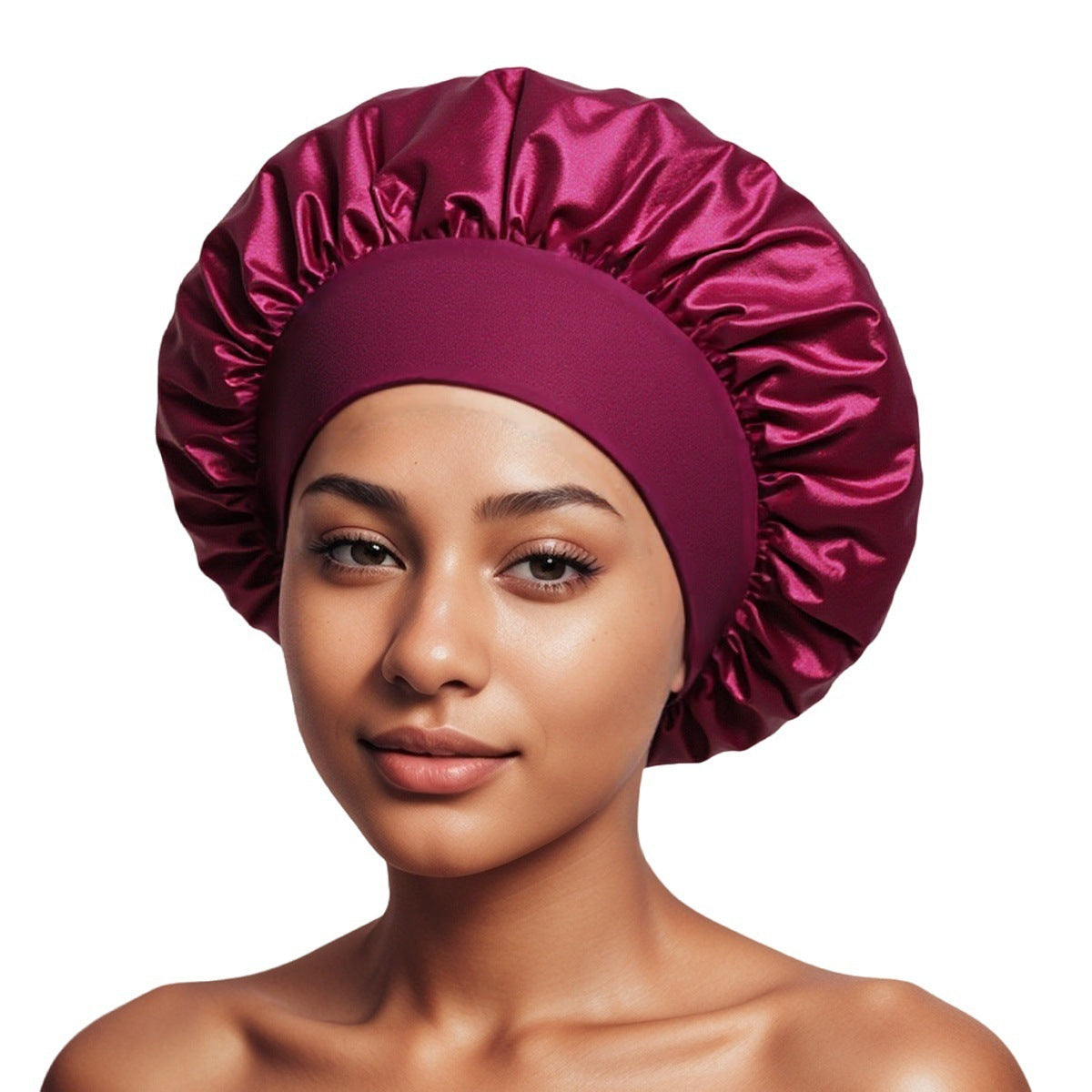 Satin Wide Brim Shower and Sleep Cap - Lace Avenue Hair 3