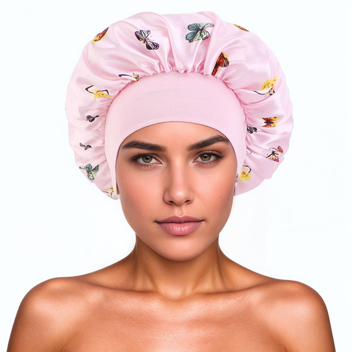 Satin Wide Brim Shower and Sleep Cap - Lace Avenue Hair 34