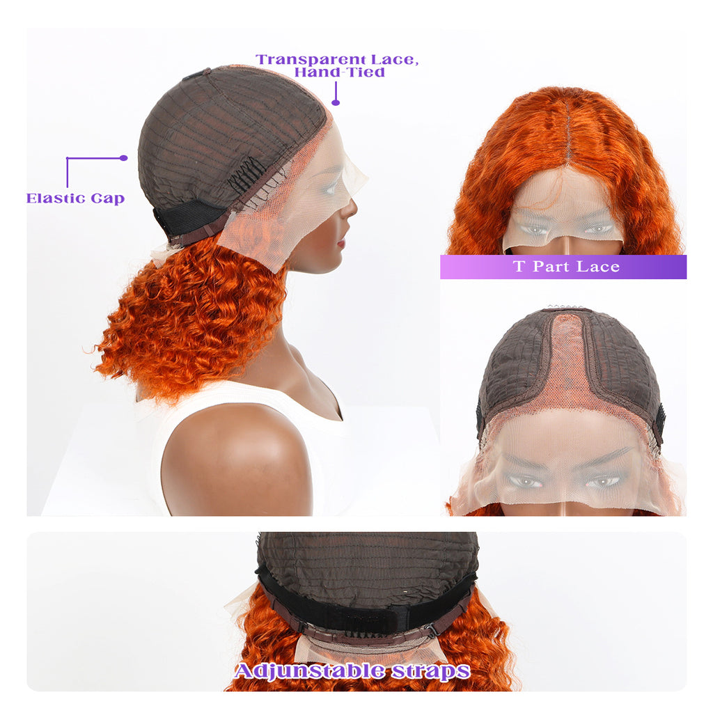 Loose Wave Human Hair T-Part Bob Wig, Copper 350 - Lace Avenue Hair 5