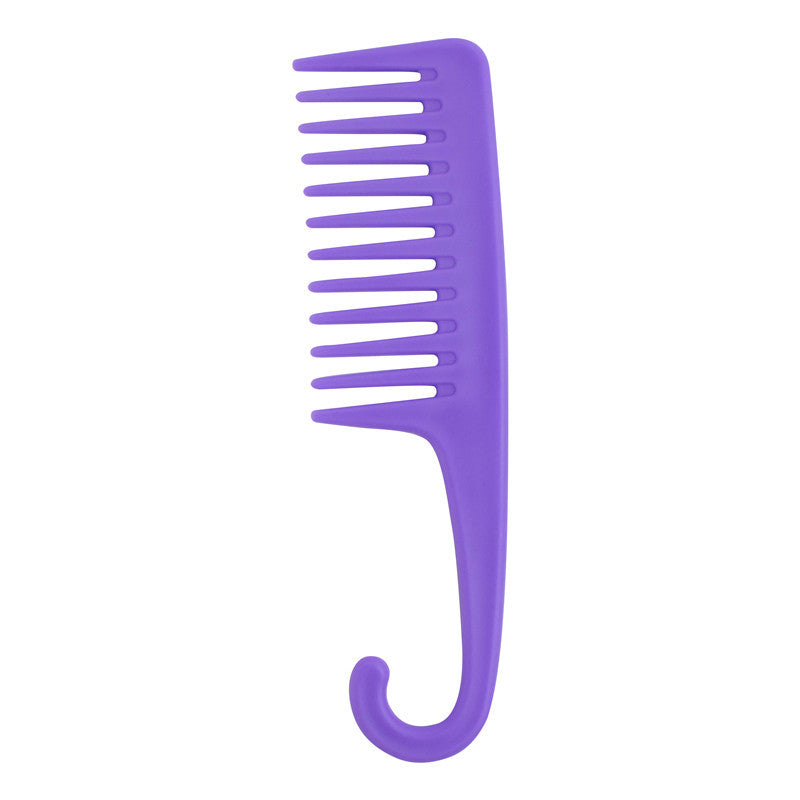 Wide Tooth Curved Hair Comb with Hook