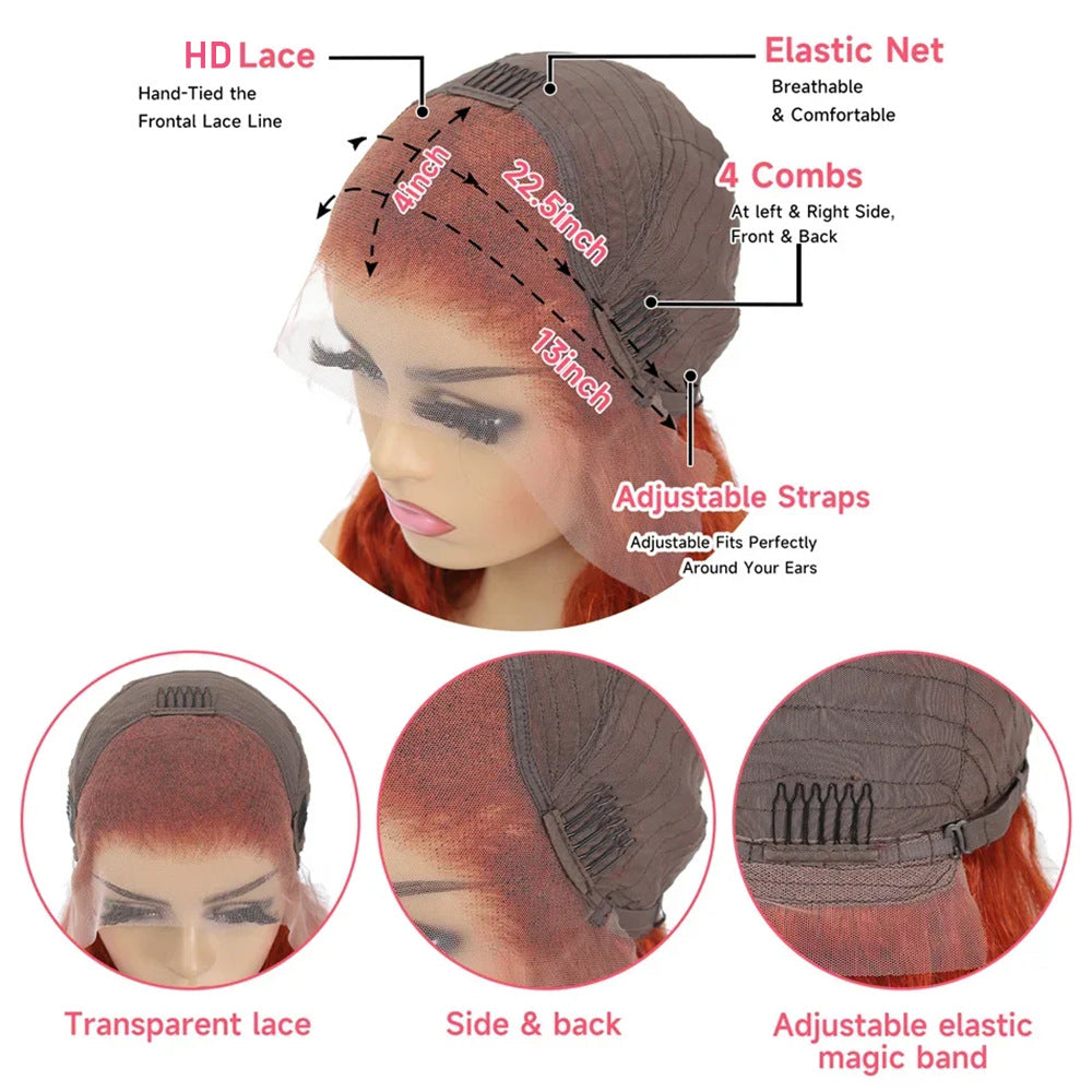 Body Wave Human Hair Lace Front Wig, Ginger - Lace Avenue Hair 7