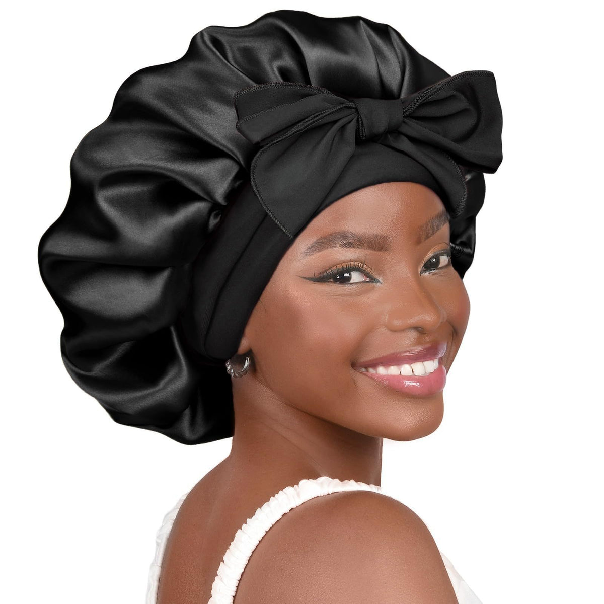 Satin Criss-Cross Sleep Bonnet - Lace Avenue Hair 1