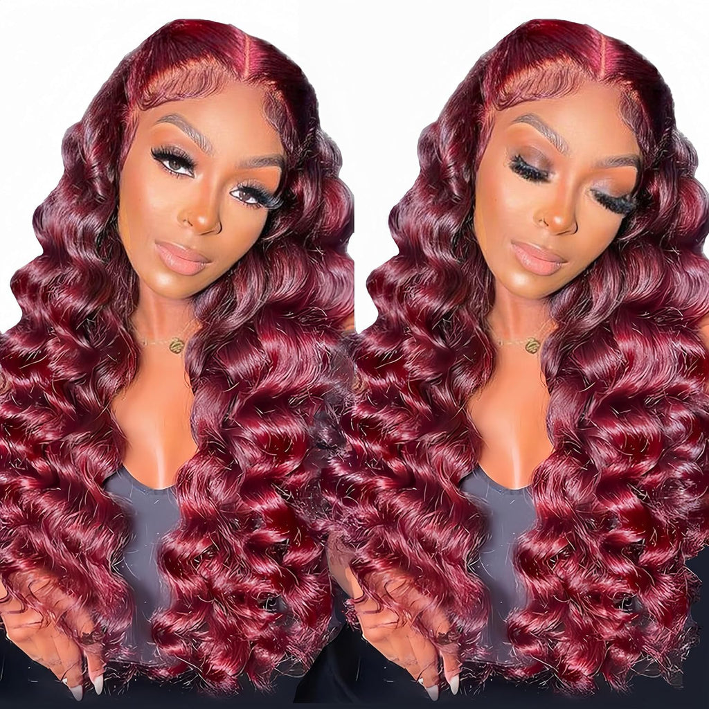 Loose Wave Lace Front Wig, 13x4 Lace, Burgundy - Lace Avenue Hair 2