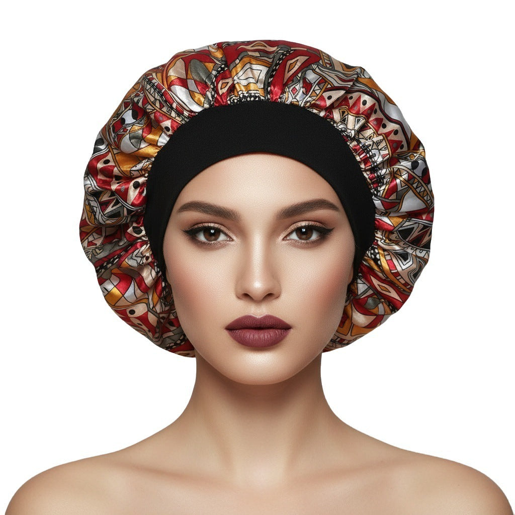 Satin Wide Brim Shower and Sleep Cap - Lace Avenue Hair 30