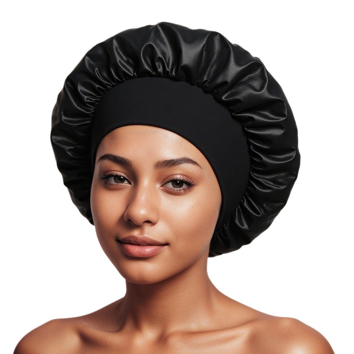 Satin Wide Brim Shower and Sleep Cap - Lace Avenue Hair 2