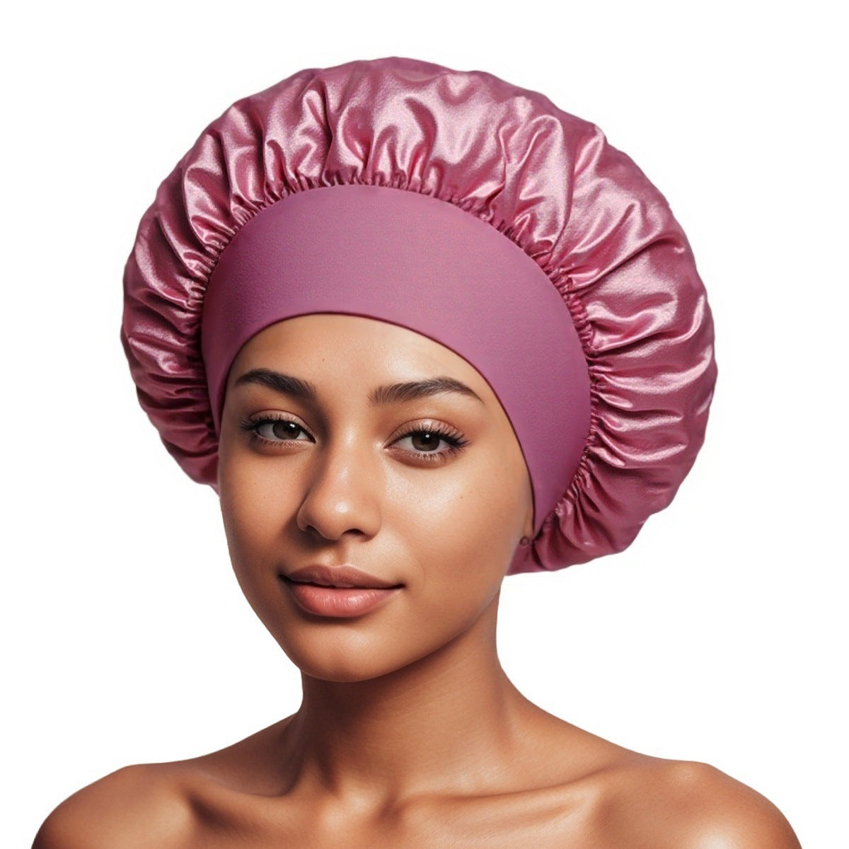 Satin Wide Brim Shower and Sleep Cap - Lace Avenue Hair 15