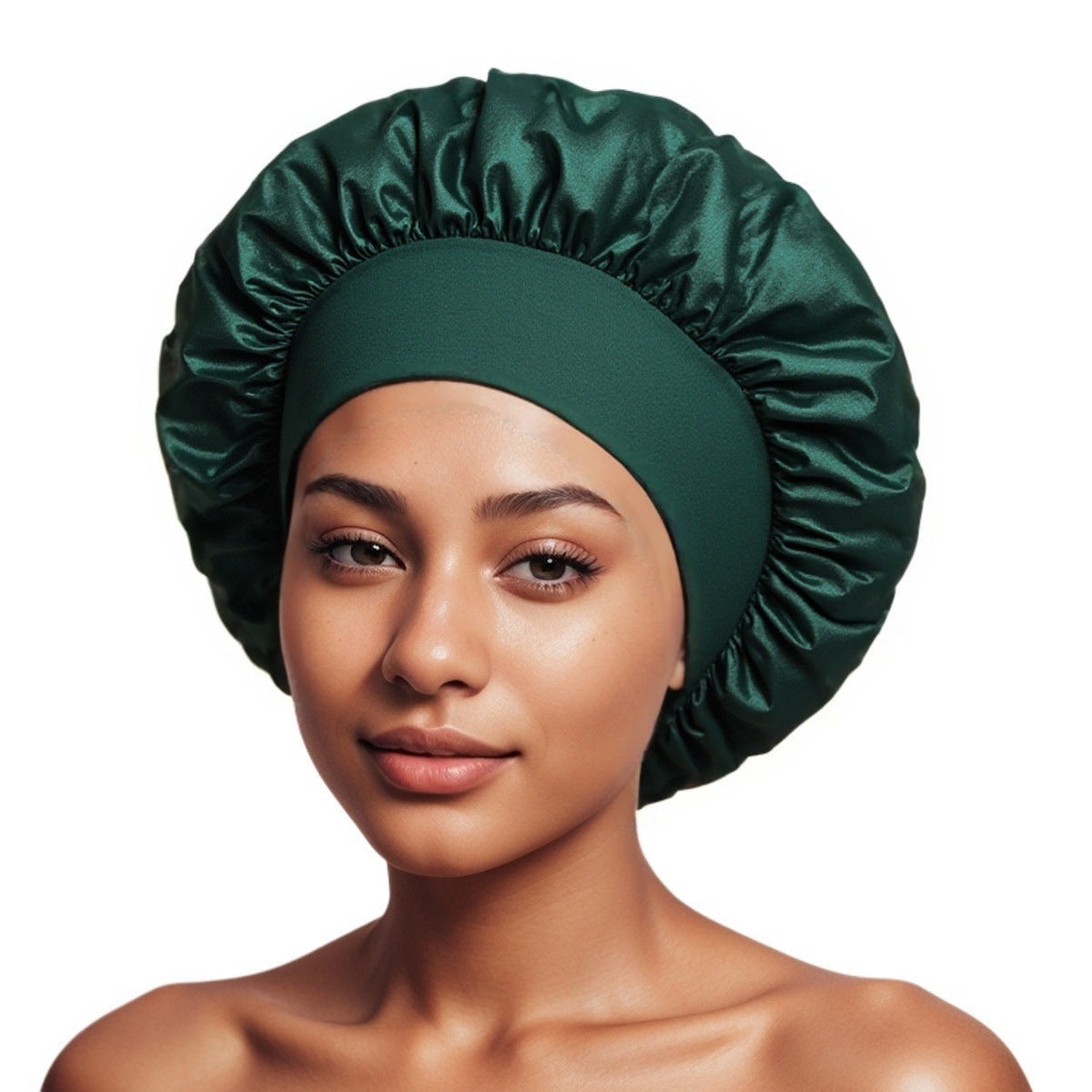 Satin Wide Brim Shower and Sleep Cap - Lace Avenue Hair 17