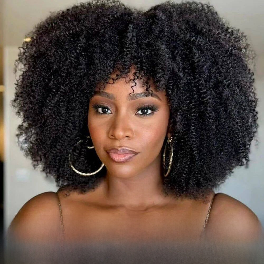 Afro Kinky Curly Human Hair Wig with Bangs - Lace Avenue Hair 2